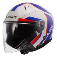 LS2 OF603 INFINITY II-06 HPFC FOCUS skútr jet helma bílá/modrá/červená vel.M